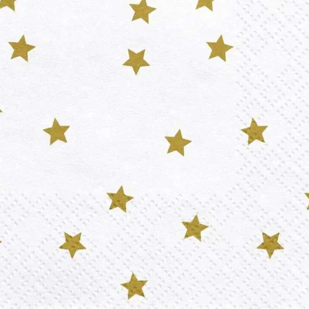 White paper towel with gold star (set of 20)