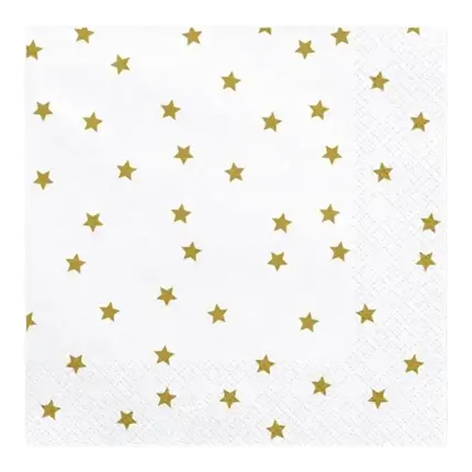 White paper towel with gold star (set of 20)