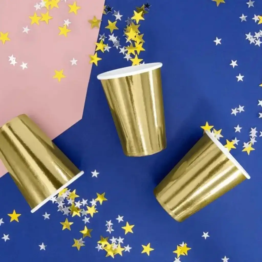 Set of 6 paper cups Gold