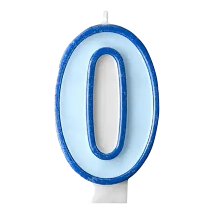 Birthday candle number 0 blue