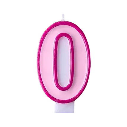 Birthday candle number 0 pink