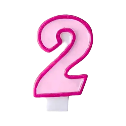 Birthday candle number 2 pink