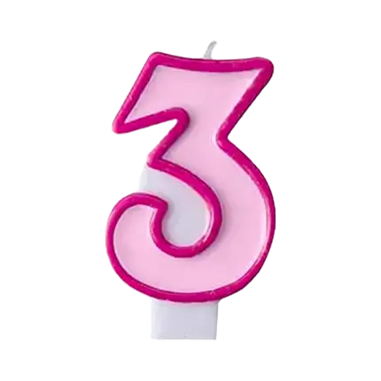 Birthday candle number 3 pink