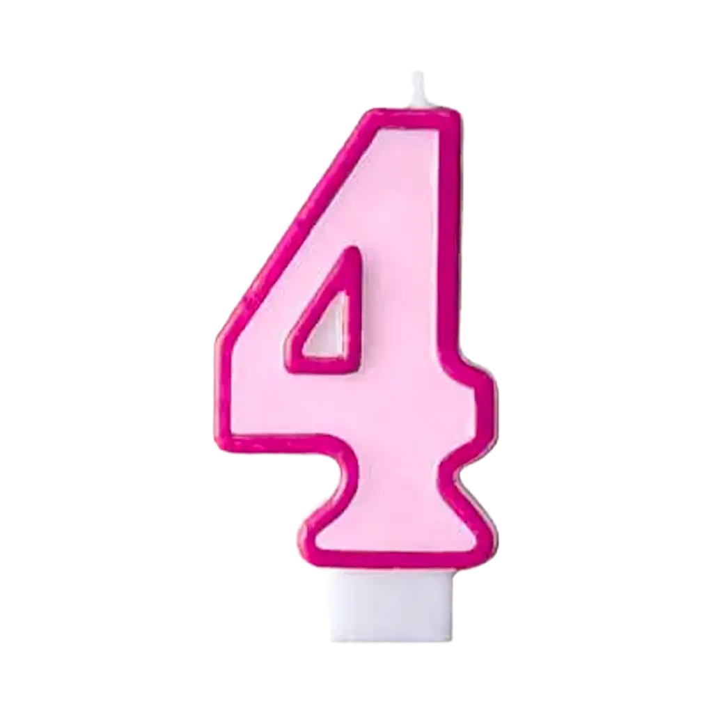 Birthday candle number 4 pink