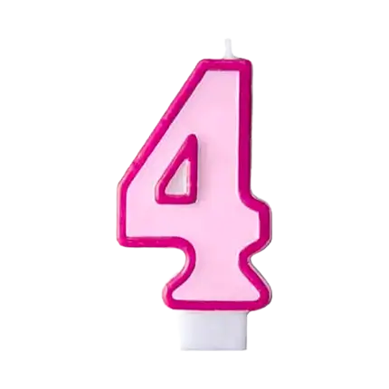 Birthday candle number 4 pink