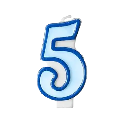 Birthday candle number 5 blue