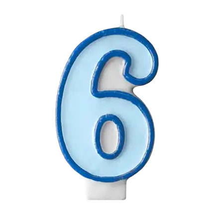 Birthday candle number 6 blue