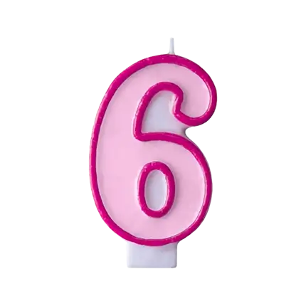 Birthday candle number 6 pink