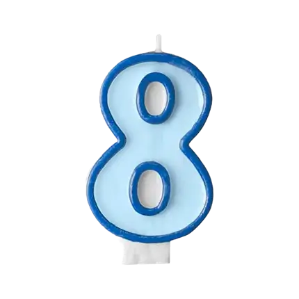Birthday candle number 8 blue