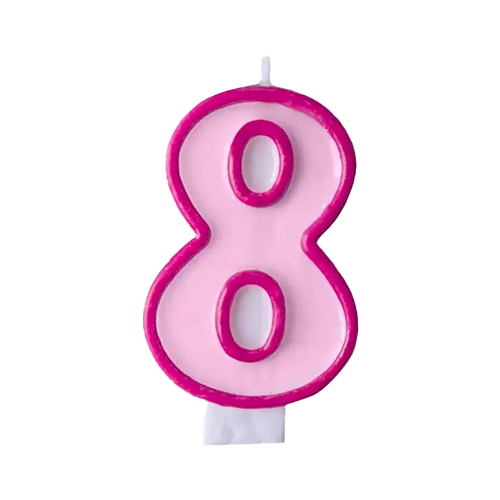Birthday candle number 8 pink