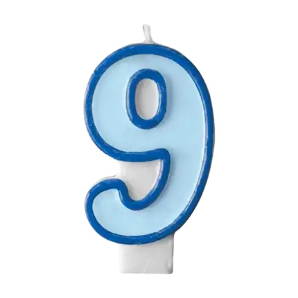 Birthday candle number 9 blue