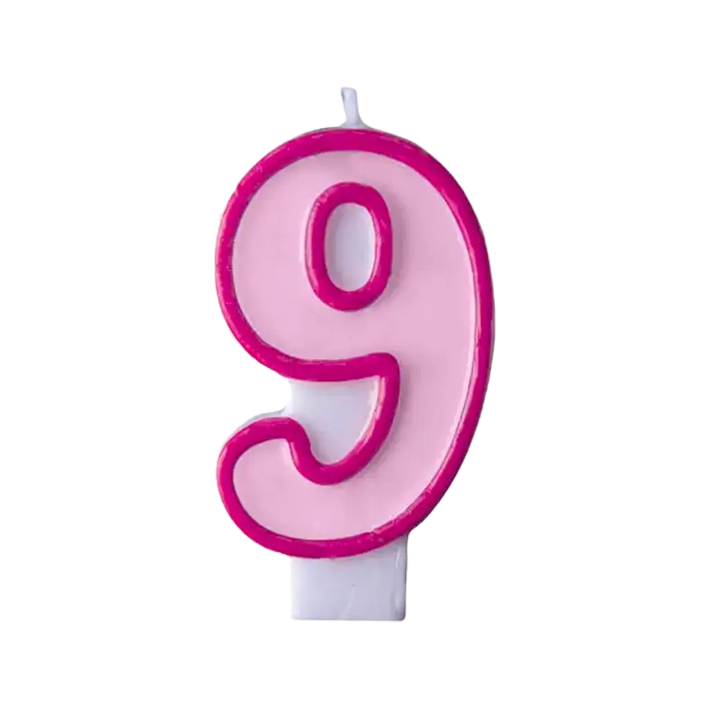 Birthday candle number 9 pink