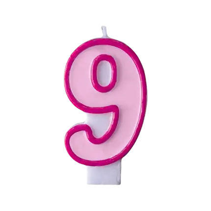 Birthday candle number 9 pink