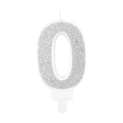 Birthday candle number 0 silver