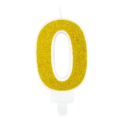 Birthday candle number 0 gold