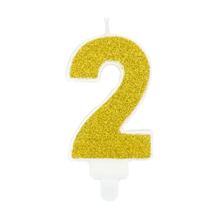 Birthday candle number 2 gold