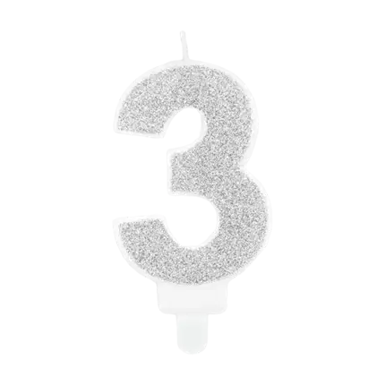 Birthday candle number 3 silver