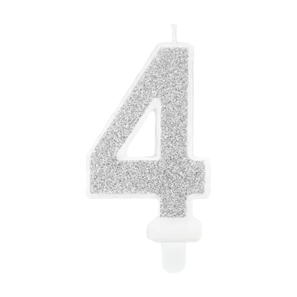 Birthday candle number 4 silver