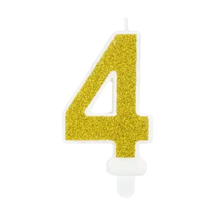 Birthday candle number 4 gold
