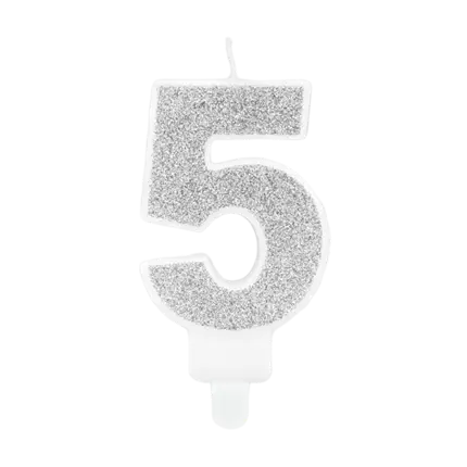 Birthday candle number 5 silver