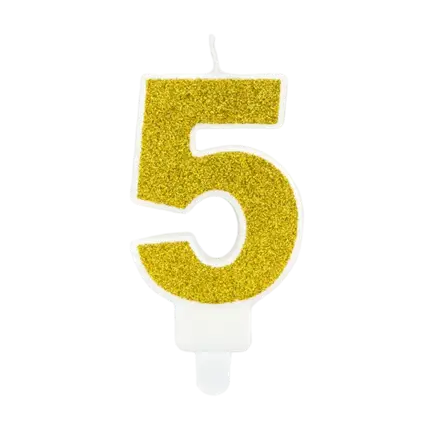 Birthday candle number 5 gold