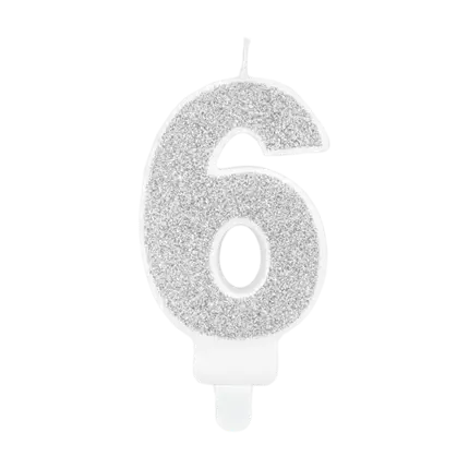 Birthday candle number 6 silver