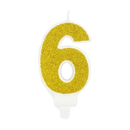 Birthday candle number 6 gold
