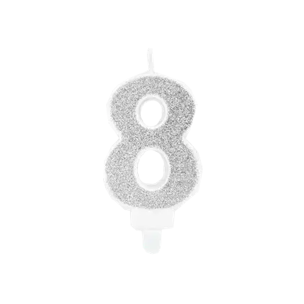 Birthday candle number 8 silver