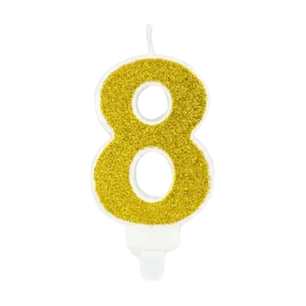 Birthday candle number 8 gold