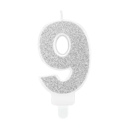 Birthday candle number 9 silver