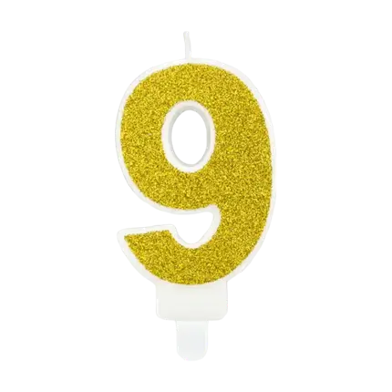 Birthday candle number 9 gold