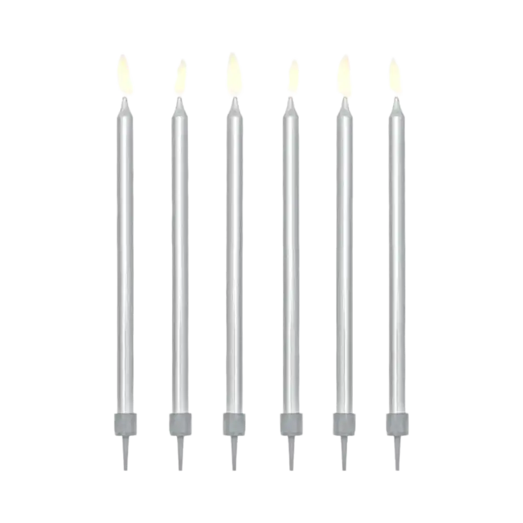12 silver birthday candles (12,5cm)