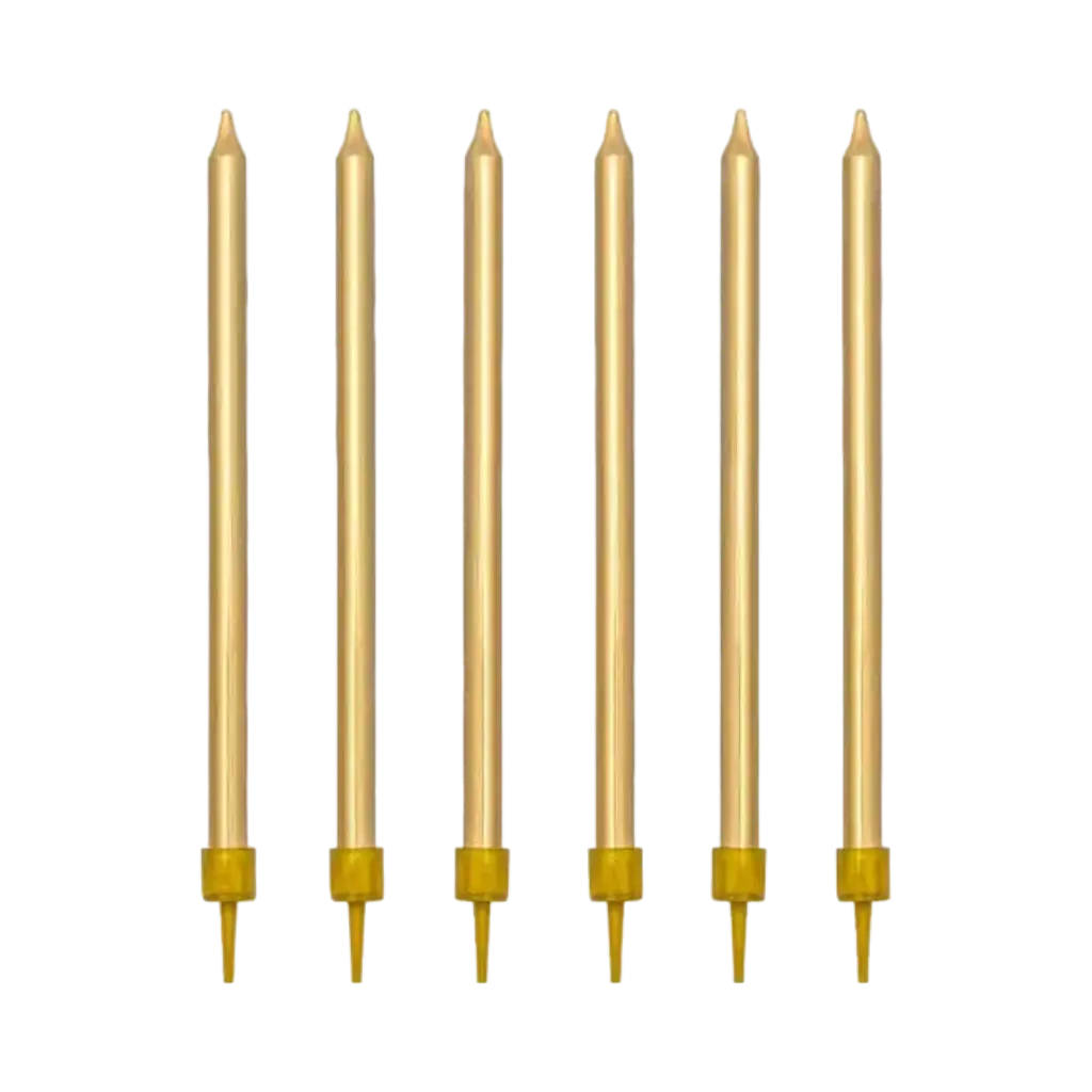 12 gold birthday candles (12,5cm)