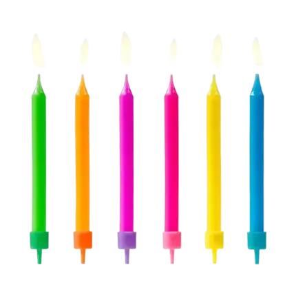 6 mixed birthday candles (6cm)