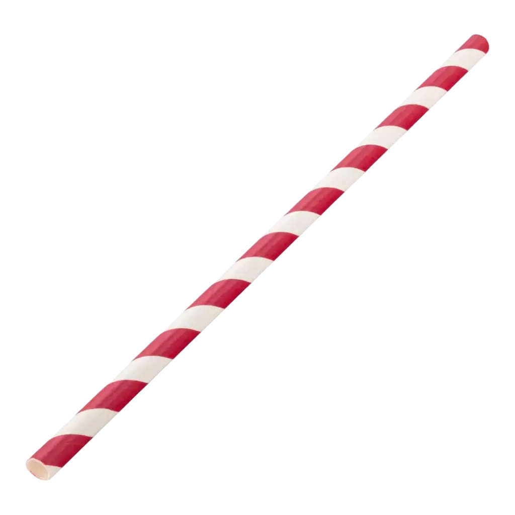 Red striped paper straw 20cm /ø6mm (250 pcs)