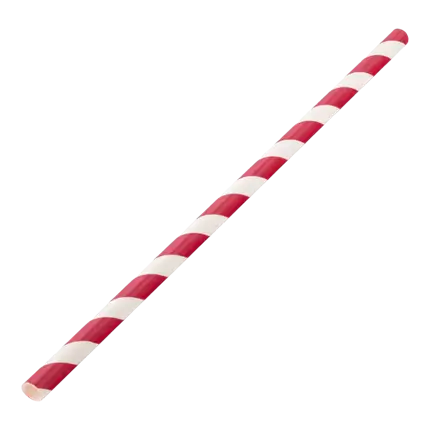 Red striped paper straw 20cm /ø6mm (250 pcs)