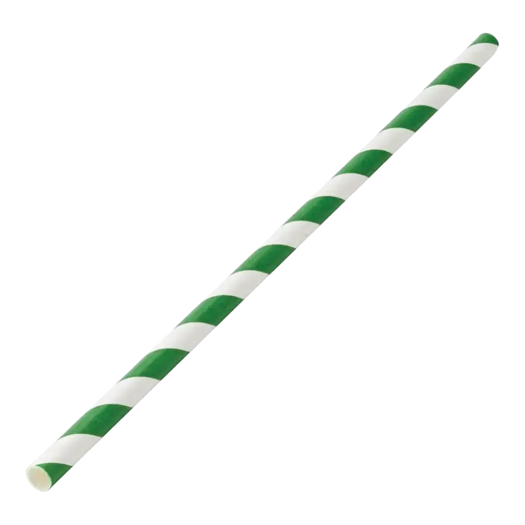 Green striped paper straw 20cm / ø6mm (250 pcs)