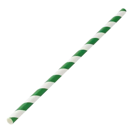 Green striped paper straw 20cm / ø6mm (250 pcs)