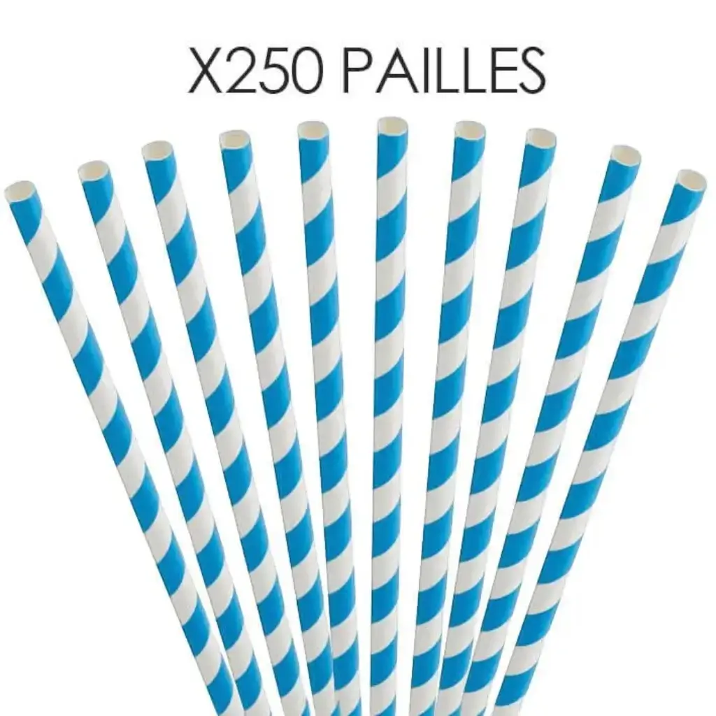 Blue striped paper straw 20cm /ø6mm (250 pcs)