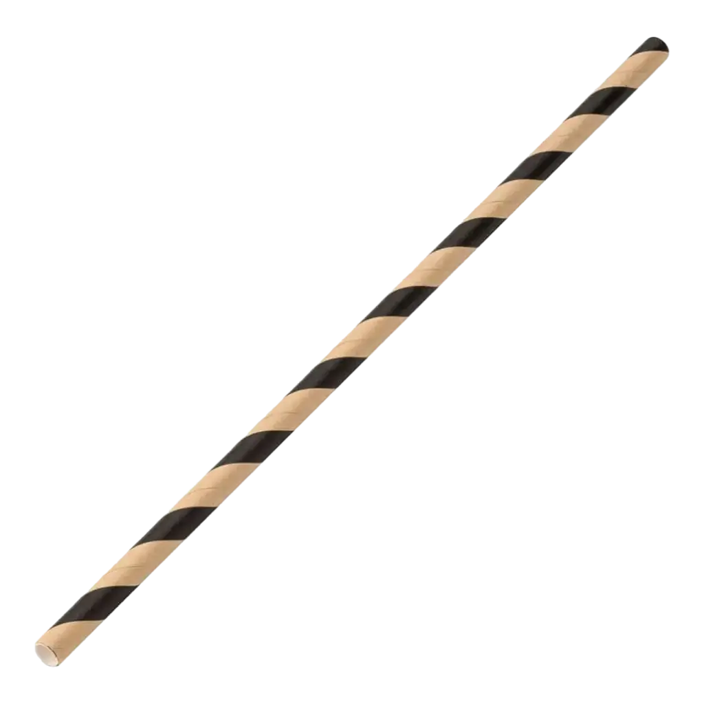 Kraft/Black striped paper straw 20cm /ø6mm (250 pcs)
