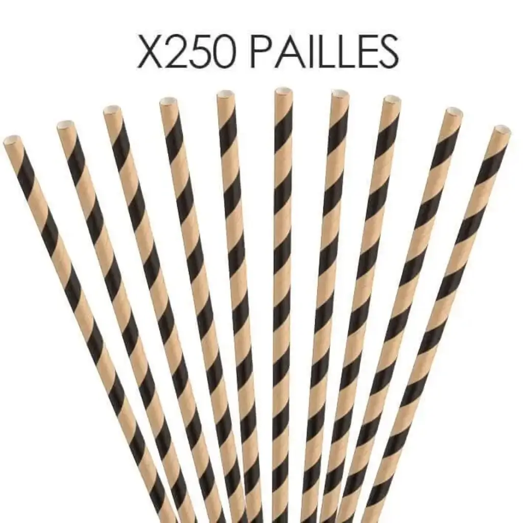 Kraft/Black striped paper straw 20cm /ø6mm (250 pcs)