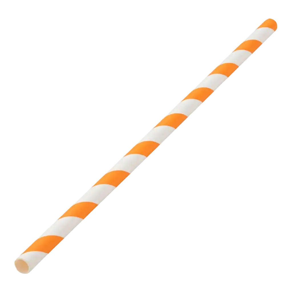 Orange striped paper straw 20cm /ø6mm (250 pcs)