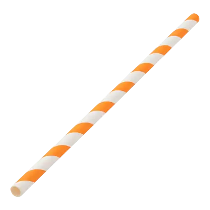Orange striped paper straw 20cm /ø6mm (250 pcs)