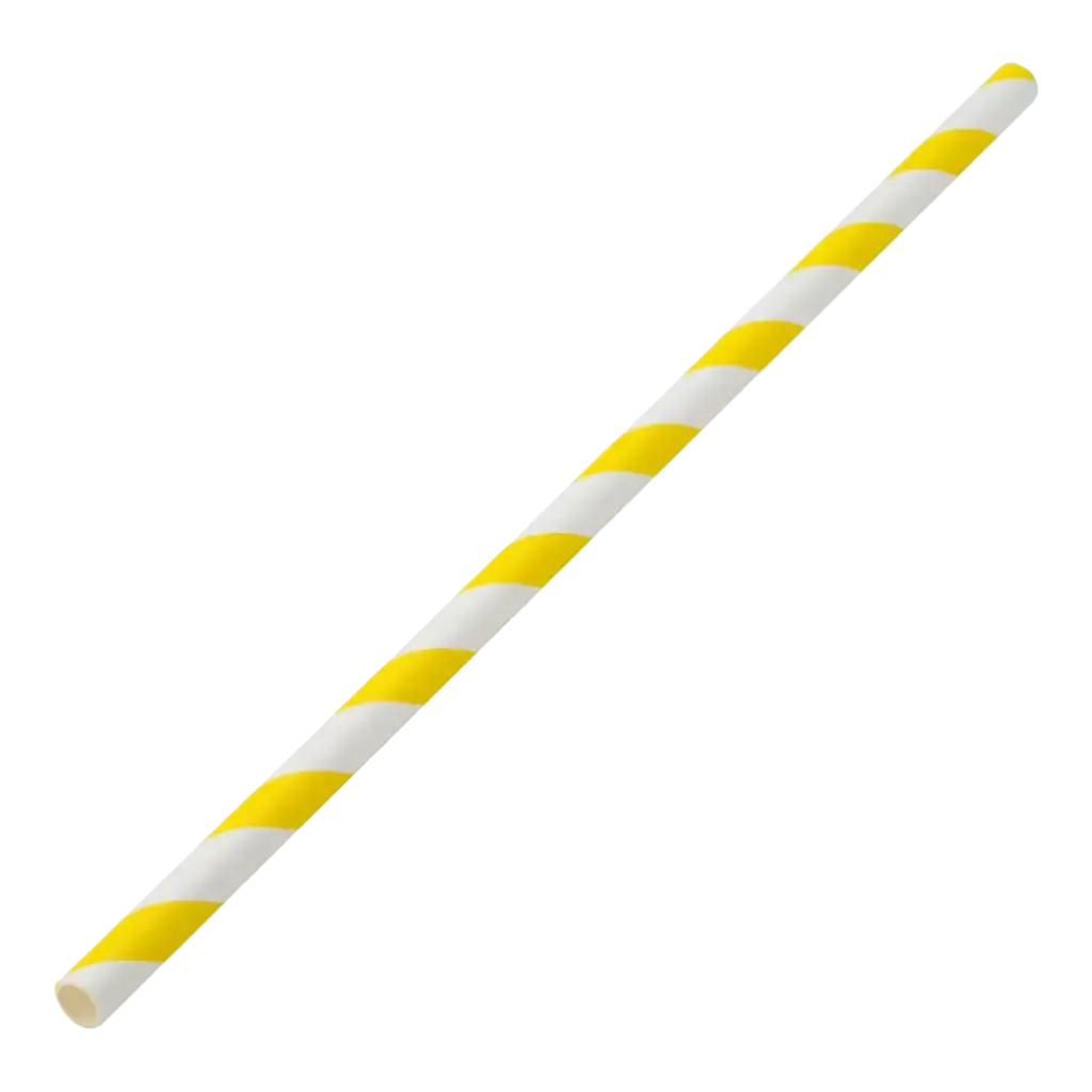 Yellow striped paper straw 20cm /ø6mm (250 pcs)
