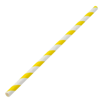 Yellow striped paper straw 20cm /ø6mm (250 pcs)