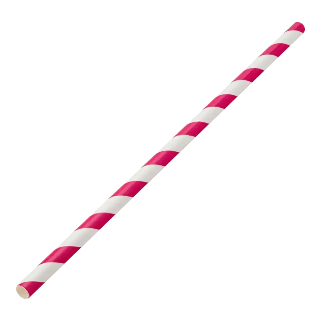 Pink striped paper straw 20cm /ø6mm (250 pcs)