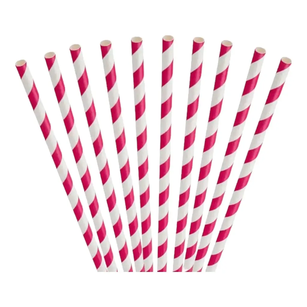 Pink striped paper straw 20cm /ø6mm (250 pcs)