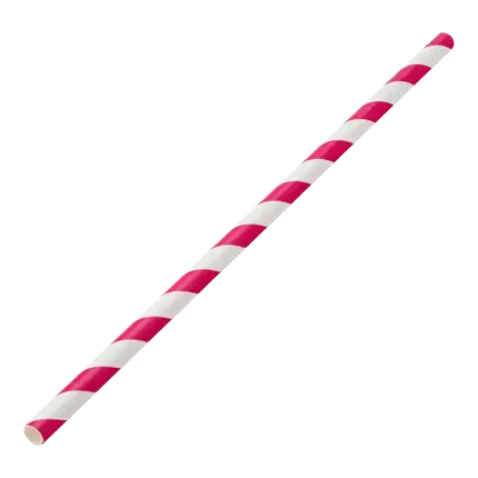 Pink striped paper straw 20cm /ø6mm (250 pcs)