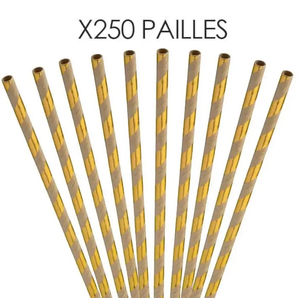 Gold/Kraft striped paper straw 20cm /ø6mm (250 pcs)