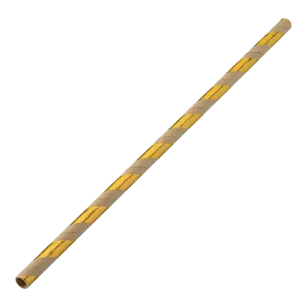 Gold/Kraft striped paper straw 20cm /ø6mm (250 pcs)